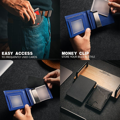 Compact Wallet for Men with Money Clip, Holds 12 Cards, RFID Protection, Bifold Design, Minimalist Credit Card Organizer