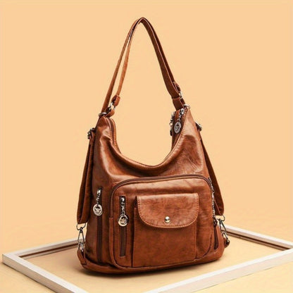 Women's Fashion Shoulder Bag, Vintage Backpacks, Large Capacity Crossbody Bag with Water Bottle Holder, Casual Sports & Vacation Ready