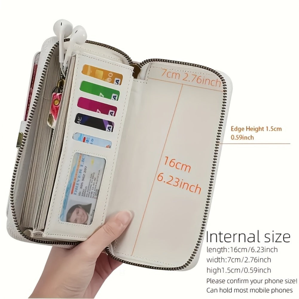 1pc Elegant Floral Clutch Wallets for Women- Zipper Handbag Fashion Large Capacity Long Wallet Clutch Bag Phone Bag Multi-card Card Holder Coin Purse for Women Wallet Set