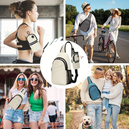 Sling Backpack Crossbody Sling Bag with Detachable Phone Pouch for Women Men Multipurpose Travel Hiking Chest Bag