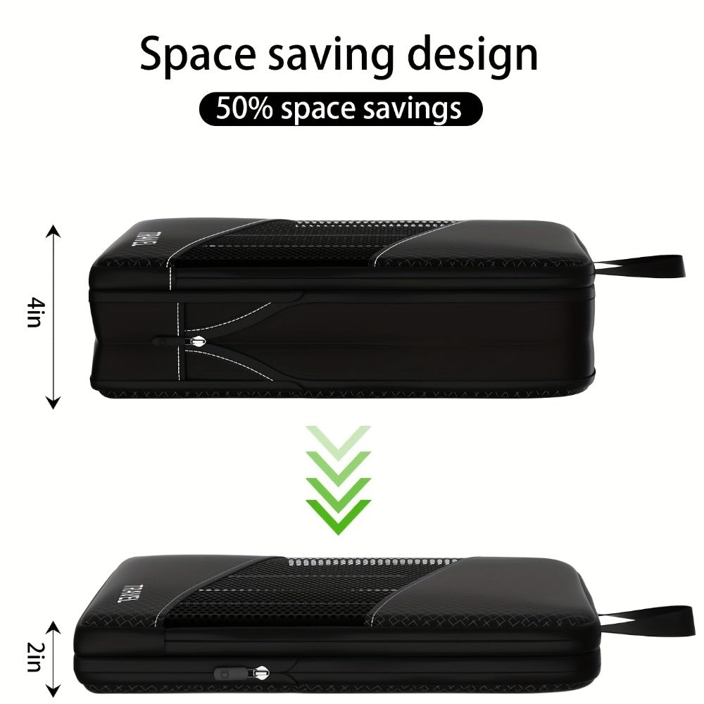 Six Compression Packing Cubes Designed for Travel - Perfect for Saving Luggage Space And Organizing Effortlessly. Essential Additions for Quick Packing And Unpacking, Ideal for Business Trips, Cruises, Camping, And Family Vacations