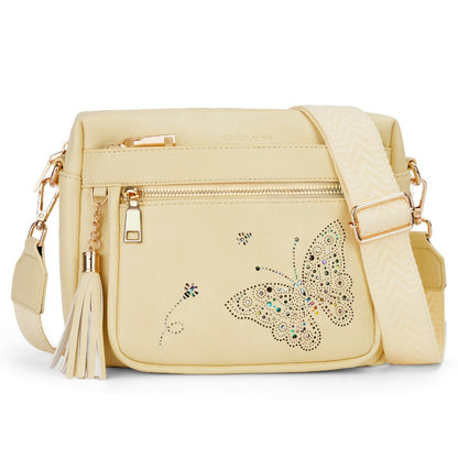 Butterfly Crossbody Purse For Women, Lightweight Medium Crossbody Bag Soft Faux Material Women'S Shoulder Handbags With Tassel Mothers Day Gift