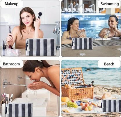 Makeup Bags for Purse, Small Coated Bags for Women, Travel Organizer Zipper Pouch Beach Vacation Essentials