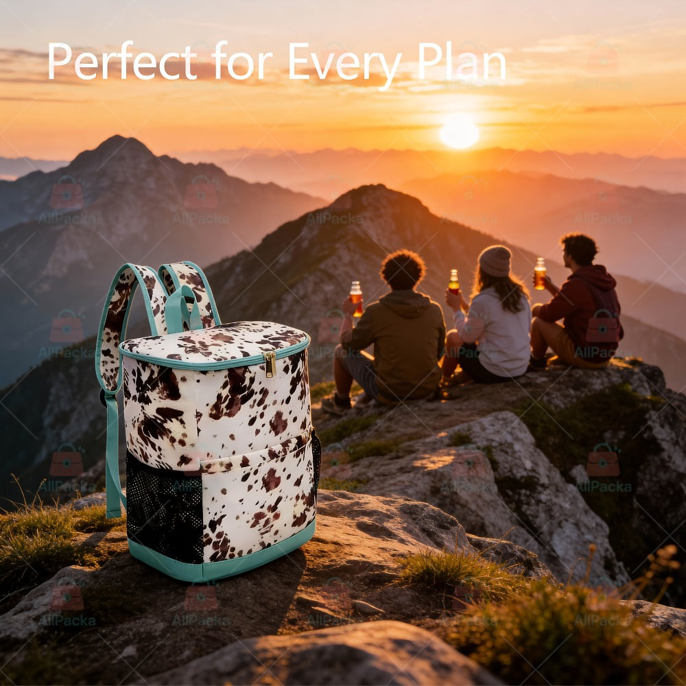 Leopard Print Insulated Cooler Backpack Large Capacity 7.93gal Lunch Bag Soft Cooler Bag for Beach Picnic Tailgate Camping Travel