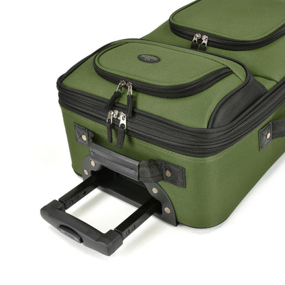 U.S Traveler Rio 2-Pcs Polyester Carry-onSuitcase w/ Tote | Soft Shell Lightweight, Softside Expandable & 360° Dual Spinner Wheels | Airline Approved 21" + 10" | Matching Color, Black, Blue, Green, Teal, Purple, Red, Yellow, Pink, Camo, Gray - Travel Lugg