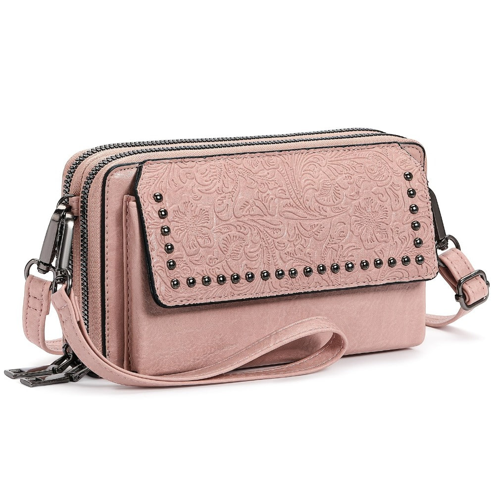 Phone Strap Crossbody Bag for Women, Small Genuine Leather Purse with 15 Card Slots & RFID Blocking, Wristlet Wallet for Summer Travel, Shoulder Bag for Daily Use