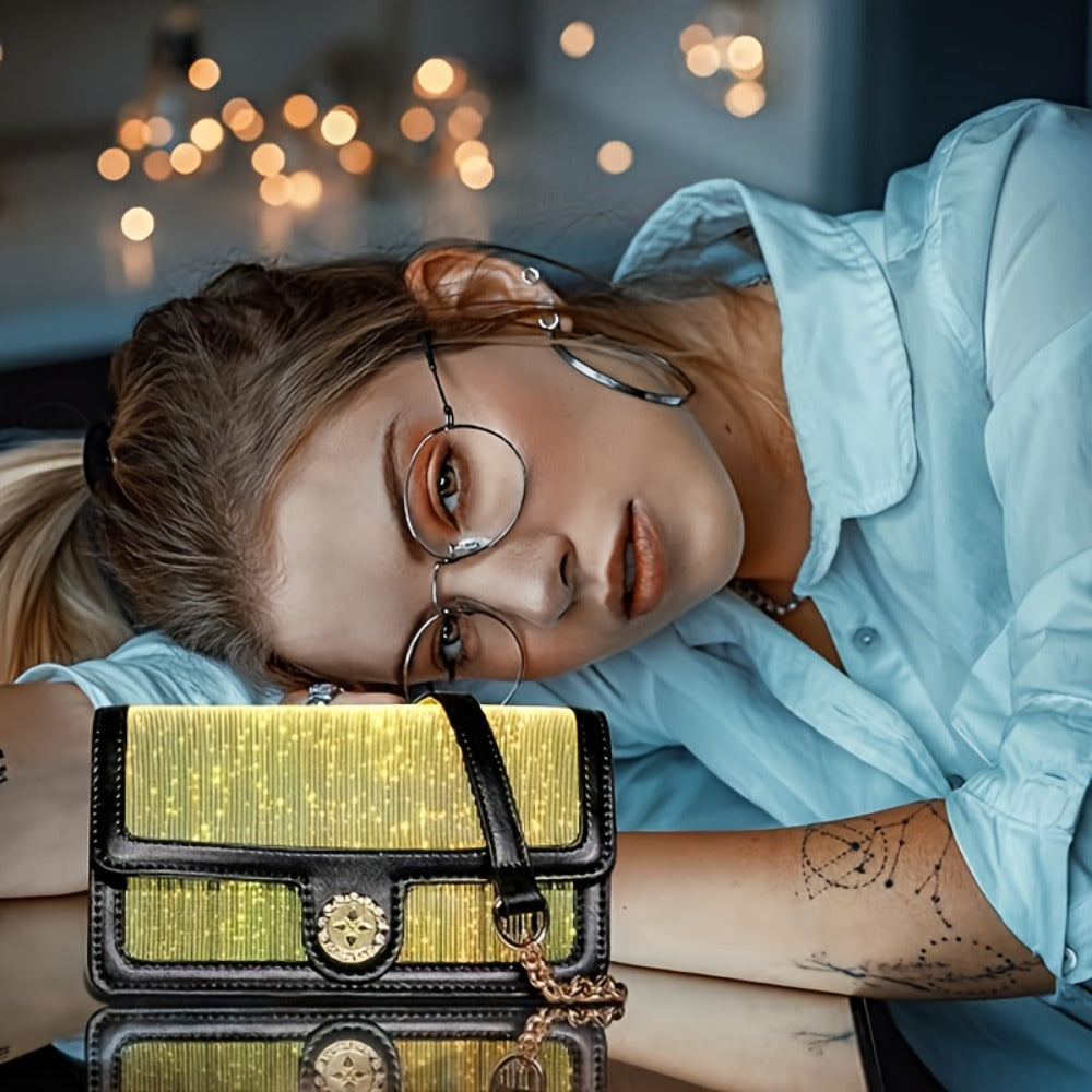 LED Bags Light Up Purse Black CrossBody Purse Evening Clutch Luminous Crossbody Bag Glow Handbags That Transforms Into 7 Colors Party Purse