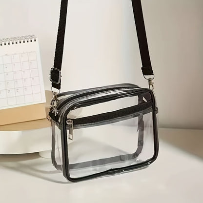Transparent crossbody PVC bag, stylish High Quality shoulder bag with adjustable strap, versatile for daily use and suitable for sports or concerts to store items