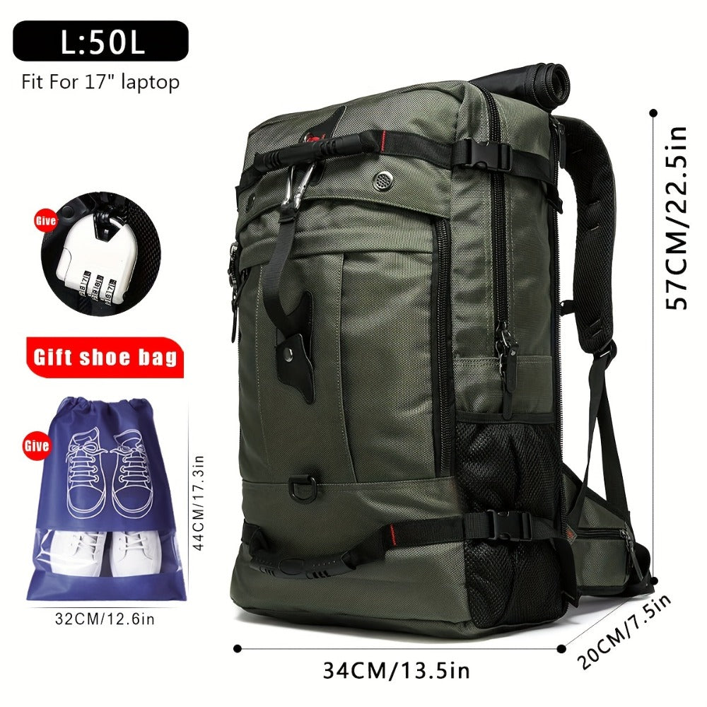 Spacious Travel Backpack, Versatile Shoulder Bag, Men'S Hiking Pack, Outdoor Sports Rucksack, Everyday Daypack, School Backpack, Compatible with 15.6-Inch And 17.3-Inch Laptops