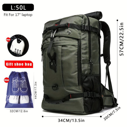 Spacious Travel Backpack, Versatile Shoulder Bag, Men'S Hiking Pack, Outdoor Sports Rucksack, Everyday Daypack, School Backpack, Compatible with 15.6-Inch And 17.3-Inch Laptops