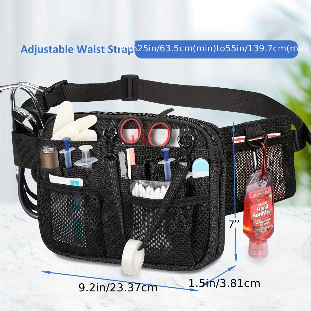 Nurse Belt Bag with Tape Holder, Multi Compartment Medical Gear Pocket Nursing Organizer Belt Bag, Apron Hip Bag Utility Waist Pack for Stethoscopes Bandage Scissors Medical Supplies