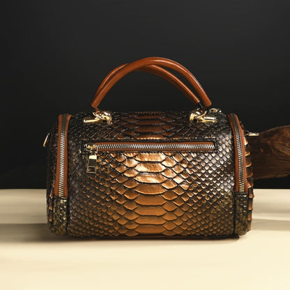2pcs Retro Snake-Print Boston Bag - Large Capacity Crossbody/Handbag with Detachable Strap, Deep ///, Elegant Animal Pattern Handbags for & Travel, Durable & Easy Maintenance Suitable for Fashion