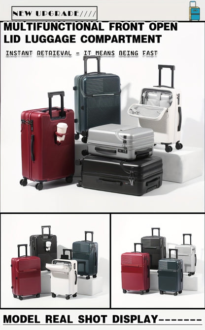 One Piece of Business Luggage Designed for Women, Featuring a Small 20-Inch Size Suitable for Boarding, a Lightweight Trolley Case with a Cup Holder, And a 24-Inch Travel Case Suitable for Both Men And Women Students