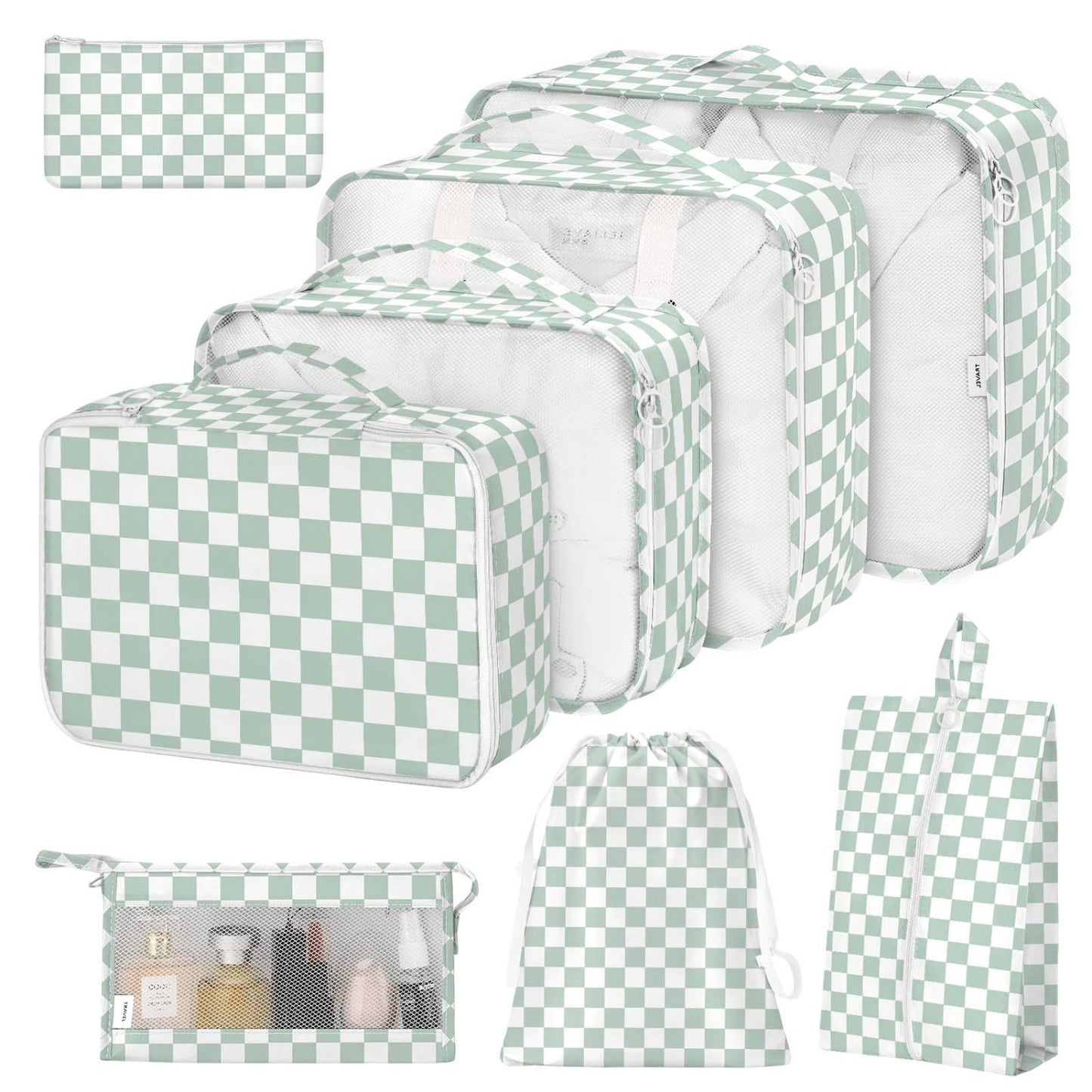 [Storage Bag]8pcs Packing Cubes Set Polyester Travel Bag Storage Bag Organizer Luggage for Travel Packing Organizers Set Packing Bag Suitcase Clothes Travel Organizers Storage of Seasonal Items