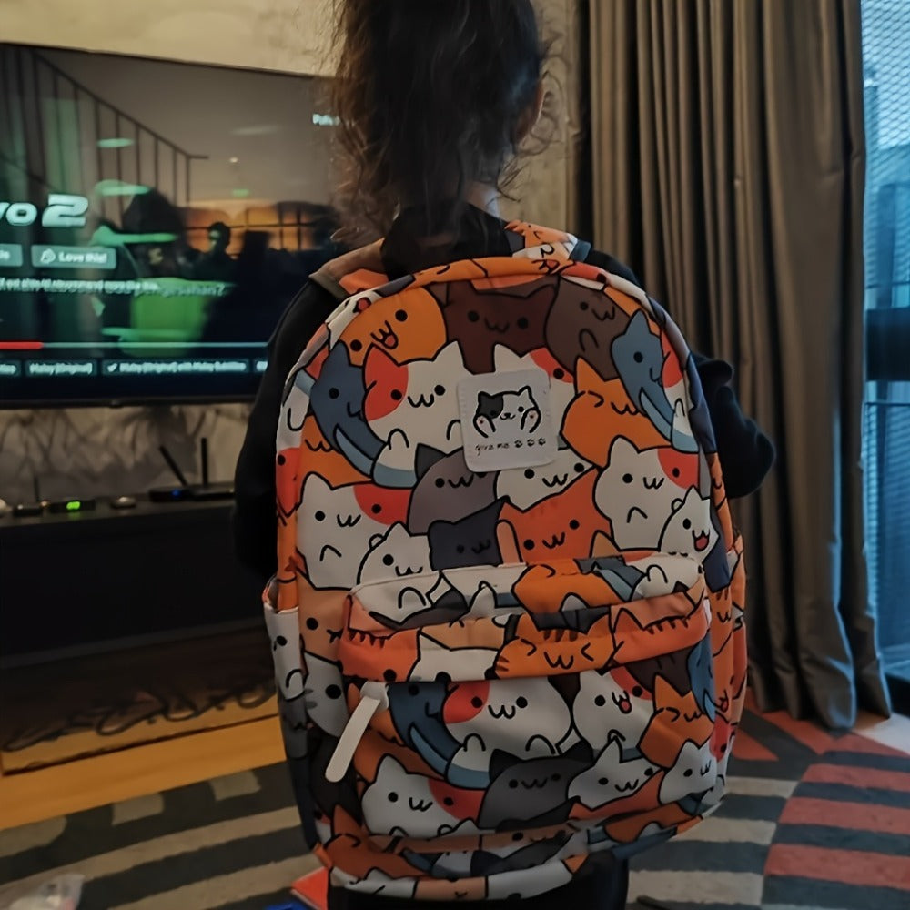 Ideal Present - Educational Backpack - 1pc Adorable Feline Design Rucksack, Trendy Backpack - Computer Bag - Academic Backpacks - Spacious, Honeycomb Air Cushion for Weight Relief, Suitable for Various Situations Like Outings, Shopping, School, Etc