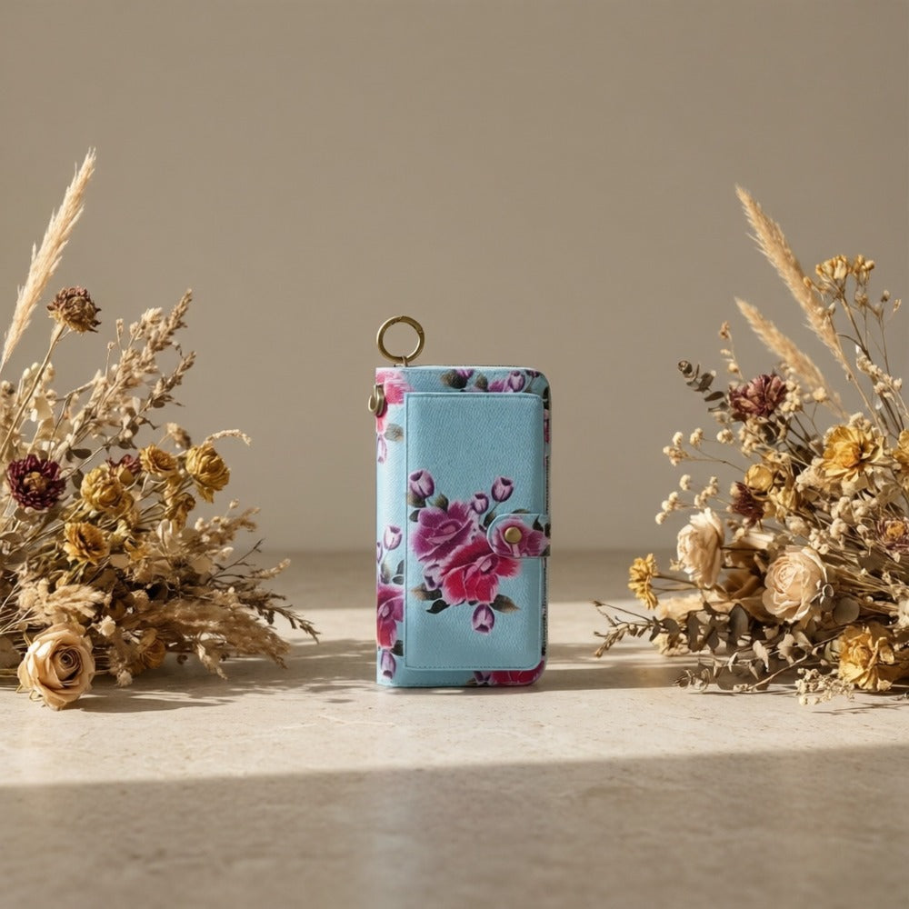 Elegant Flower Pattern Long Wallet Clutch Bag - Spacious Interior, Multiple Card Slots, Phone Compartment, Coin Purse, And Zipper Closure - Fashionable, Large Capacity, And Stylish Accessory For Women