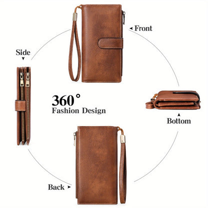 Ladies' Wallet Featuring a Double Zipper Compartment, Designed for RFID Protection, Serves As a Card Holder And Clutch Bag, Equipped with Numerous Card Slots, Ample Storage Space, Includes a Wrist Strap And Comes in a Gift Box