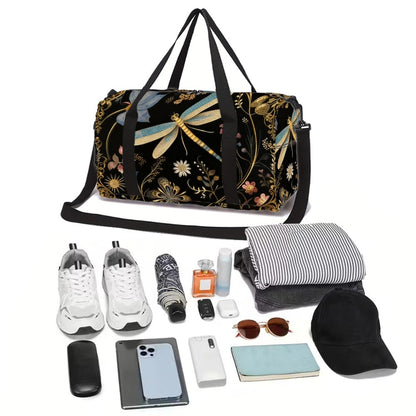 New Tide Wind Dragonfly Machine Washable for Gym Travel Suitcase-Fixable Large Capacity with Side/ Inner Pockets Daily Use (Great Gift) Adjustable Strap Unisex Fitness Yoga Bag - Durable Polyester