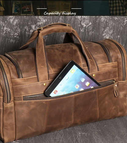 Gym Duffel Bag – Genuine Leather, Large Capacity, Multi-Pocket, for Travel & Work | Bag Vero – detail view 25
