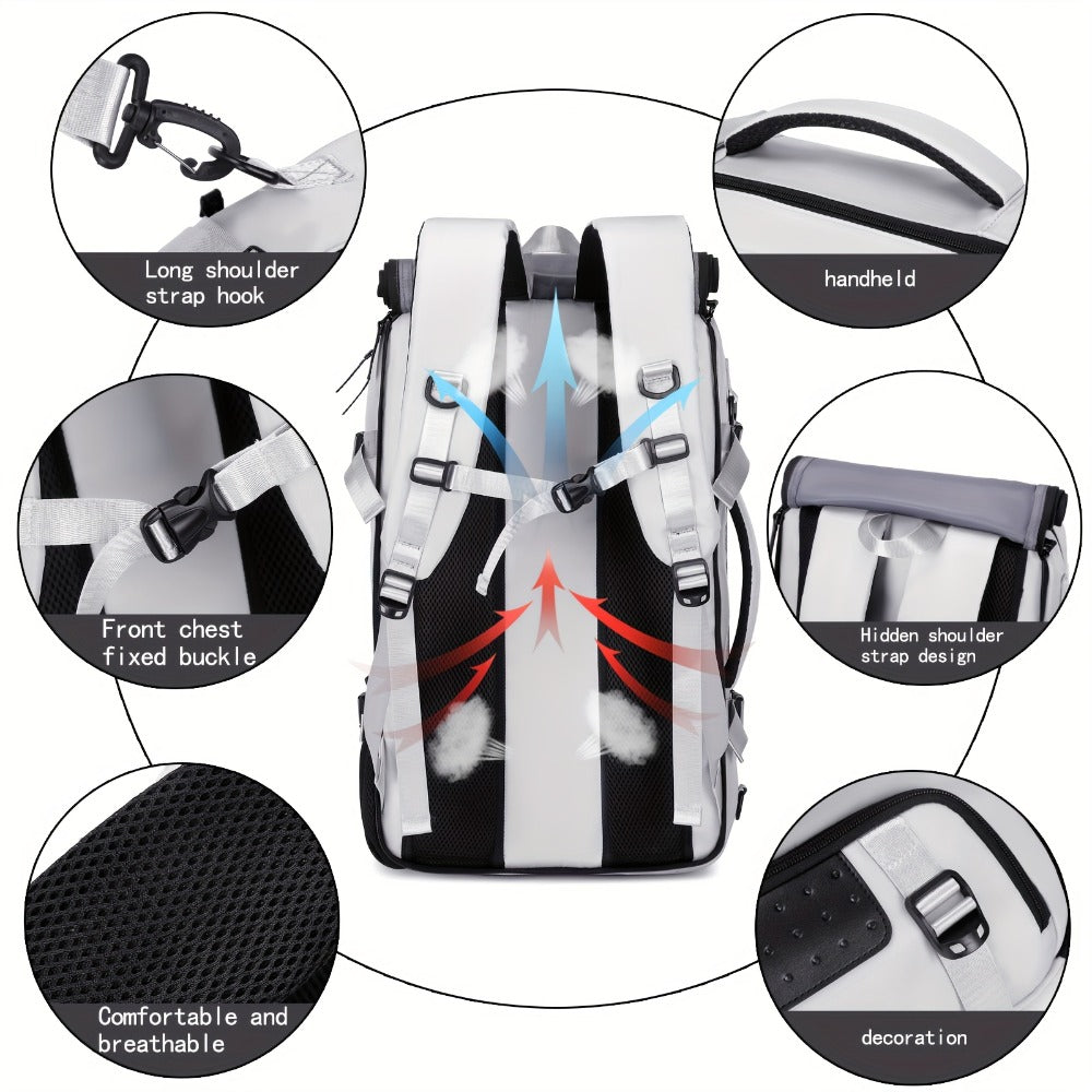 Large Capacity Travel Backpack Suitable for Both Men And Women, Designed for Carry-On Use And Approved by Airlines. It Features a Compartment for Shoes And Can Accommodate a 17.3-Inch Laptop, Making It Ideal for Business, Work, Gym