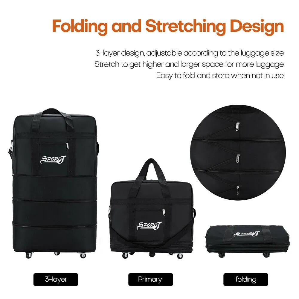 32'' Expandable Rolling Wheeled Duffle Bag Spinner Suitcase Foldable Luggage Expandable Black Blue Green Lattice