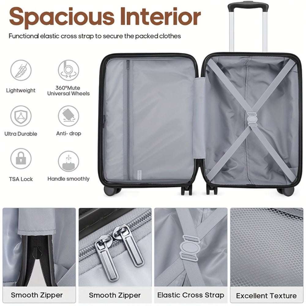 ABS Hard Shell Luggage Set, Including A 20-inch Expandable Backpack Carry-on Luggage (the Luggage Is Not Expandable), Equipped With YKK Zipper Design And TSA Customs Lock, With A Total Of 3pcs, Specially Crafted For Travel And Business Trips.
