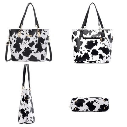 6pcs Set PU Fashion Cow Pattern Tote Bag Set, A Cost- Women'S Shoulder Bag, Crossbody Bag, And Wrinkle Resistant Handbag, Suitable As A Gift
