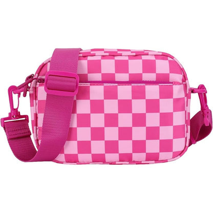 Compact Checkered Crossbody Bags for Women, Featuring a Nylon Shoulder Design And a Wide Strap