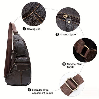 Vintage Genuine Leather Sling Bag Bags for Men Women Backpack Shoulder Messenger Crossbody Outdoor Travel Hiking Camping Tactical Chest Pack Daypack