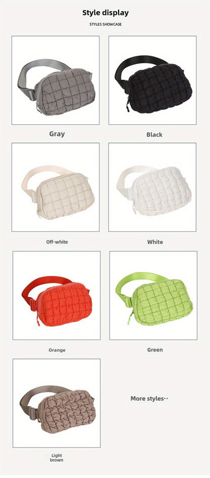 Women'S Crossbody Sports Bag with a Quilted Plaid Design, Suitable for Running And Cycling, Featuring a Spacious Waist Bag