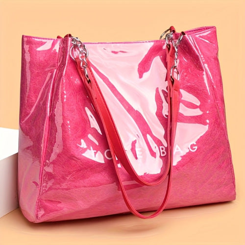 Fashionable Ladies Handbag with One Shoulder Bag Transparent Design, Zipper Closure, Polyester Lining - Perfect for Everyday Use Or Gift-available - Available In Black, Golden,  And Brown
