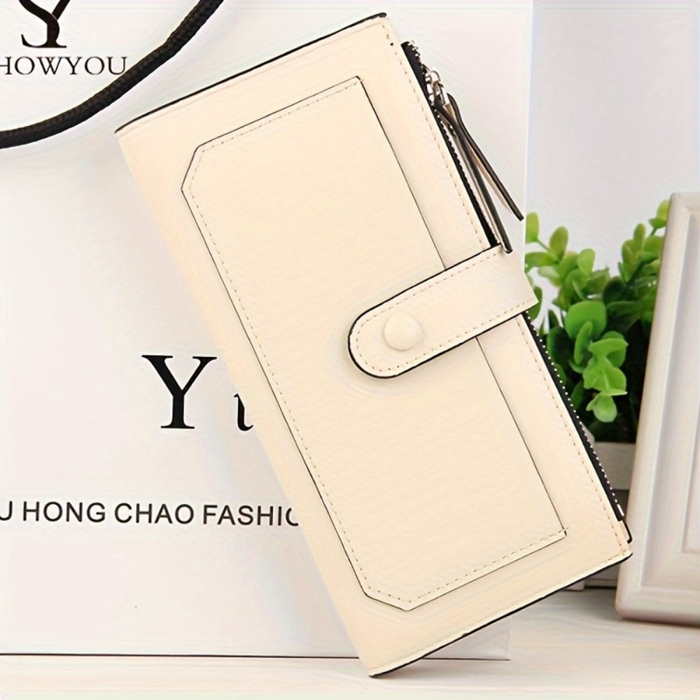 [Clutch Wallet Purse] Women's Large Capacity Faux Leather Clutch Wallet Multi Credit Card Holder Organizer Phone Purse Handbag With ID Windows