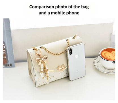 Korean Style Instagram Chain Bag | Sequin Shoulder Crossbody Purse, Luxury Fashionable Handbag, Versatile Trendy Tote, Lining, Magnet Closure