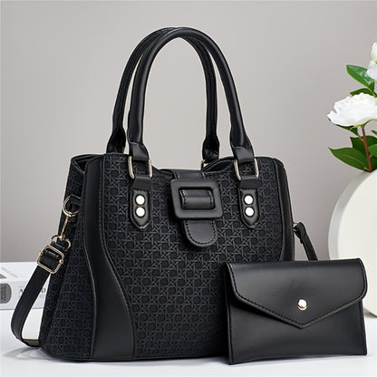 Fashion Woven Pattern Women'S Bag Set, Large Capacity Handbag, Casual Versatile Shoulder Bag, Crossbody Bag