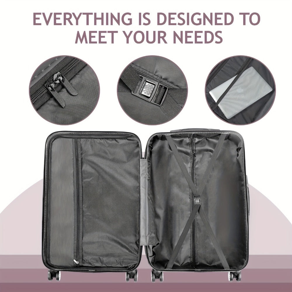 4pcs Luggage Set ABS Hard Shell Suitcase Luggage Sets Double Wheels with TSA Lock Purple Orchid