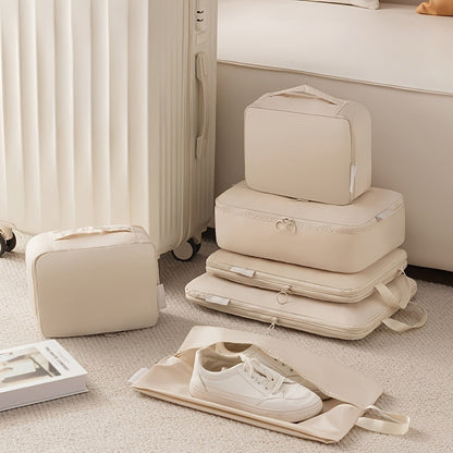 6pcs Compression Storage Cubes - Durable Easy-Clean Polyester, Lightweight Travel Organizers (Luggage/Clothing), Hand/Dry-Washable, Space-Saving, Sturdy, Ideal for Frequent Travelers/Business Trips, Buy 5 Get 1 Free