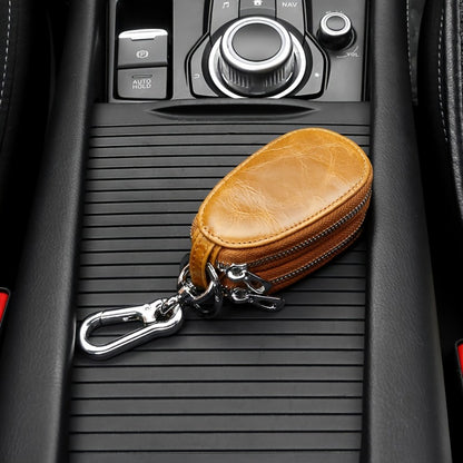 A Multifunctional Double-Layer Car Key Pouch for Men, Featuring a Retro Leather Design, Smart Folding Key Protection, And a Stylish Business Wallet