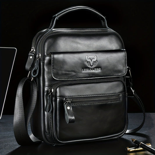 LEBULLBRO 100% Genuine Leather Men's Top Layer Cowhide Small Sling Bags, Shoulder Bags Crossbody Pouch Handbag