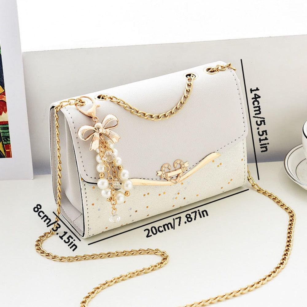 1pc Women's Elegant Sparkling Sequin Color Crossbody Tote Bag with Adjustable Strap, Large Capacity Wallet Suitable for Phone & Cards