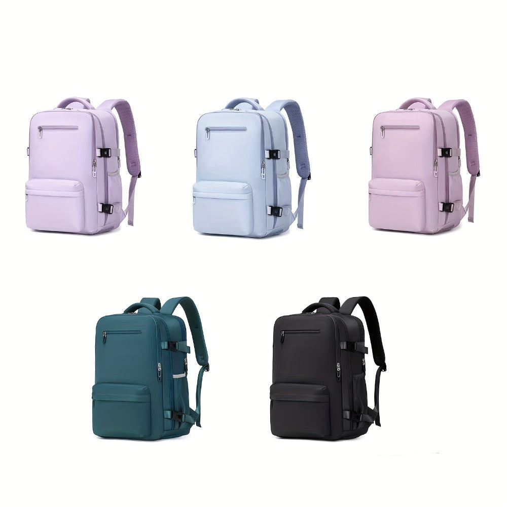 Men'S & Women'S Nylon Travel Backpack with Shoe Compartment, Laptop Sleeve, Wet/Dry Separation Pocket, USB Charging Port, and Multiple Compartments - Stylish Teal Casual Daypack for Travel & Commute, Backpack for Travel