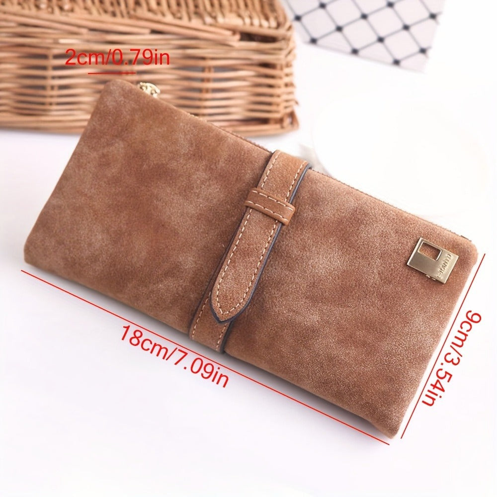 Solid Color Women'S Vegan Wallet Clutch Credit Card Holder Organizer Long Handbag with Photo Window
