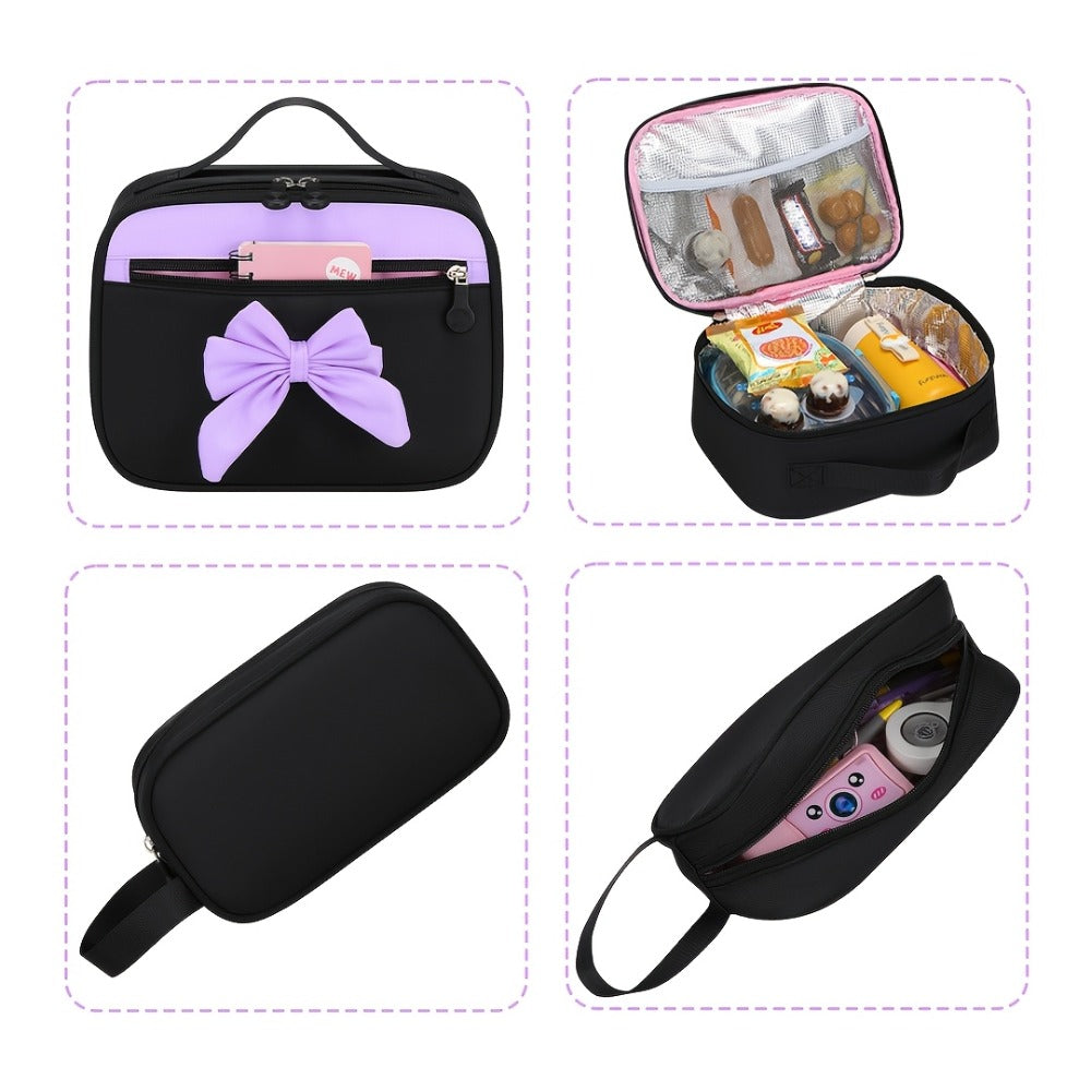 Set of 3 Bow Bags - Spacious School Backpack with Tablet Pocket, Lightweight Teen Laptop Bag Ideal for Travel, Gifts for Birthdays/Christmas, Back-To-School And Everyday Use, for Teens, for Teenager, For Teenager