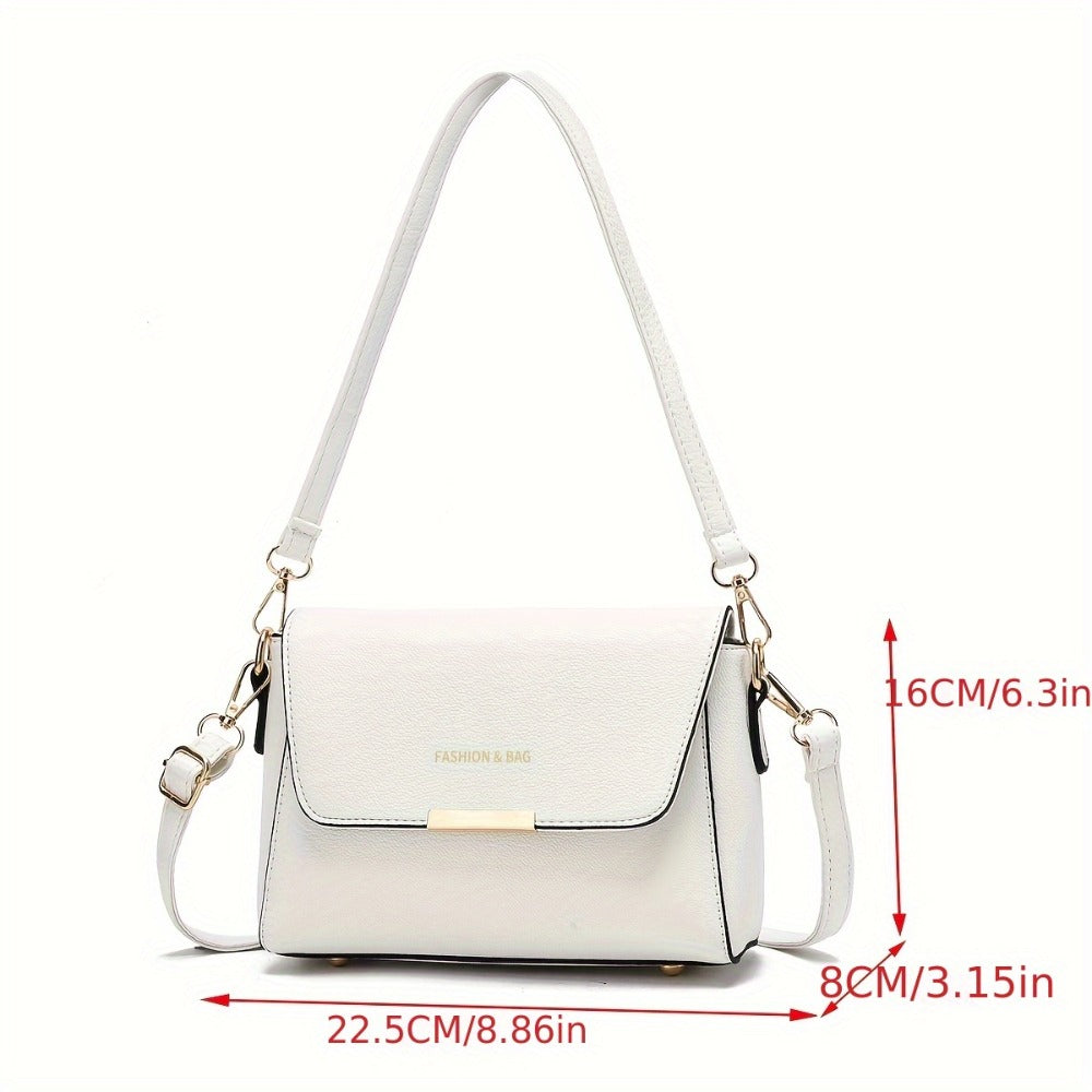 Elegant Women'S Shoulder Bag | High-End New Style | Solid Color | Sleek White & Black Options | Versatile for Work, Outings, and Parties | Detachable Straps for Convenience | Durable Synthetic with Zip Closur