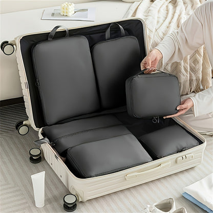 6pcs Compression Storage Cubes - Durable Easy-Clean Polyester, Lightweight Travel Organizers (Luggage/Clothing), Hand/Dry-Washable, Space-Saving, Sturdy, Ideal for Frequent Travelers/Business Trips, Buy 5 Get 1 Free