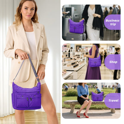 Nylon Crossbody Bag Set (2PCS) for Women and Men– Lightweight Waterproof Multi-Pocket Shoulder Bags, Lightweight Travel Purses, Casual Messenger Handbags for Daily Use, Work, Shopping, Outdoor