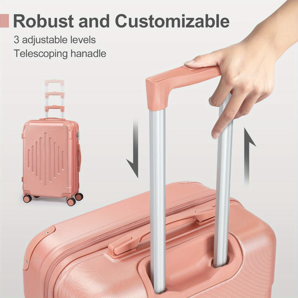 1/2/ 3/ 4/ 5pcs Trolley Case with 2 Wrapped Corners Stripe ABS Trolley Case Iron Trolley, with 12/ 16/ 20/ 24/ 28Inch Sizes, Durable And Fashionable, with TSA Lock, Lightweight Travel Suitcases Ideal for Frequent Travelers And Long Journey, Business