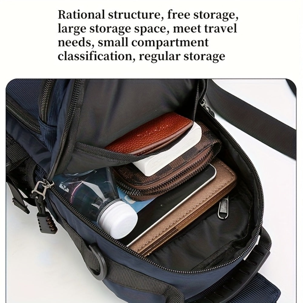 Men's Retro Belt Bag with Multi-Pocket & Anime Striped Strap - Durable Waist Pack Suitable for Commuting, Cycling, Outdoor - Wear-Resistant Hands-Free Waist Bag ()
