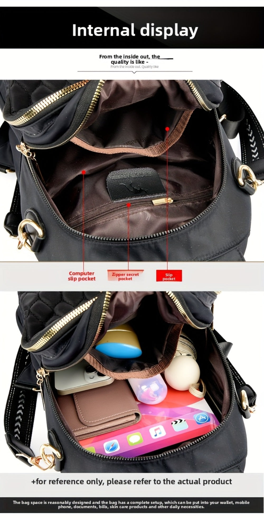 Trendy Urban Fashion Women'S Backpack - High-grade Texture And Pattern Design, Elegant And Practical, Golden Hardware Embellishment, Suitable For Commuting, Leisure, Travel, Ideal Holiday Gift