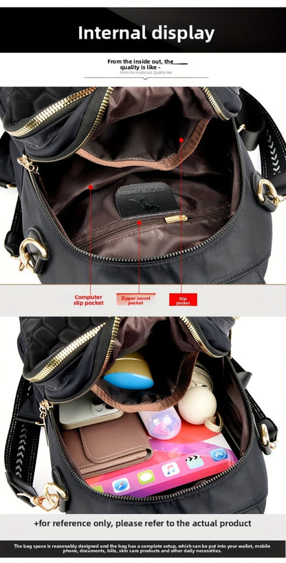 Trendy Urban Fashion Women'S Backpack - High-grade Texture And Pattern Design, Elegant And Practical, Golden Hardware Embellishment, Suitable For Commuting, Leisure, Travel, Ideal Holiday Gift