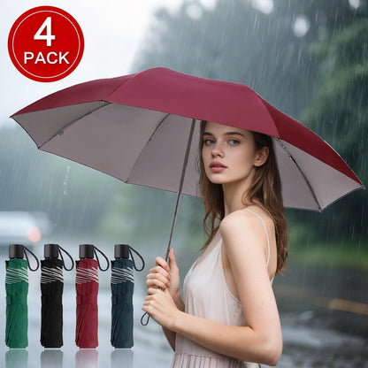 4pcs Folding Umbrella, Umbrella Windproof Travel Umbrellas for Rain, Durable & Compact Umbrella, Portable Umbrella for Travel, Casual Durable Lightweight Portable Business Style Umbrella for Men & Women